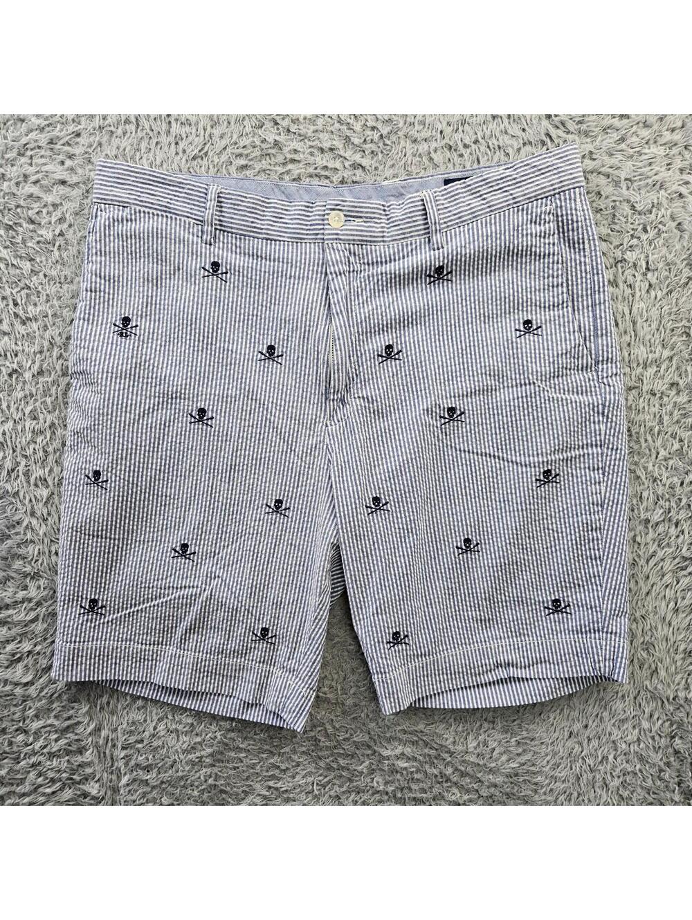 POLO Ralph Lauren Shorts Stretch Classic Seersucker Skulls 35 (fits 35-36x9)